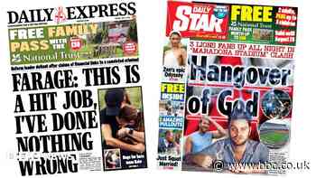 The Papers: 'Farage: I've done nothing wrong' and 'hangover of God'