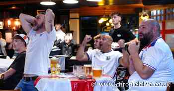 Drama as fans gather in Newcastle in early hours to watch England lead Mexico 3-1