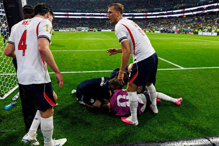Jordan Henderson stretchered off, hospitalized with potential arm injury while celebrating England's win over Mexico