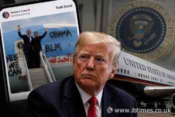 Donald Trump Shares Altered Air Force One Picture Defacing Obamas Jet With BLM Graffiti and Arabic Script