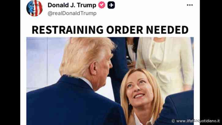 Trump, nuovo attacco alla premier Giorgia Meloni: “Serve un ordine restrittivo”. Palazzo Chigi non risponde