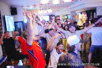 Major UK cities come alive at night as England fans flock to pubs and bars to watch World Cup thriller