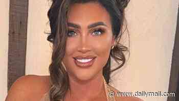 Lauren Goodger stuns in a plunging gold gown as she and daughter Larose celebrate TOWIE co-star Junaid Ahmed's engagement party