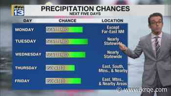 Monsoon moisture spreads, heat remains