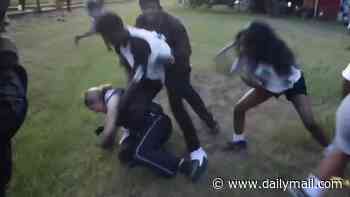 Feral teens filmed beating up female police officer at July 4 event... as conservative star Ann Coulter says 'putting a small blonde woman in uniform' was not a good idea