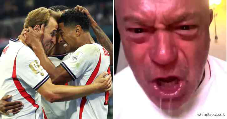 Ross Kemp literally drools all over his England top celebrating Jude Bellingham goals