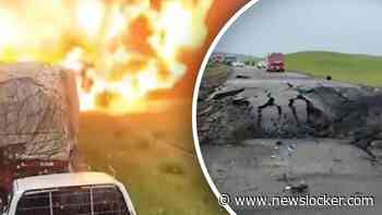 Vrachtwagen met chemische stoffen explodeert na crash