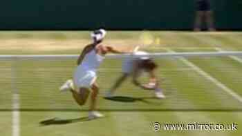 Wimbledon crowd gasp as star hits ball into opponent's head from point-blank range