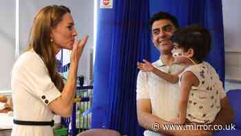 Princess Kate blows kisses for sick children during emotional hospital visit