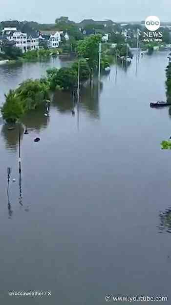 Drone videos show severe flooding in Asbury Park, New Jersey