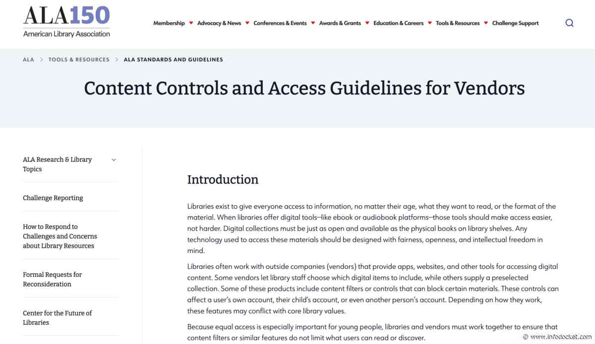 ALA’s Intellectual Freedom Committee Releases “New Guidelines to Support Library Staff in Evaluating Digital Content Vendors”