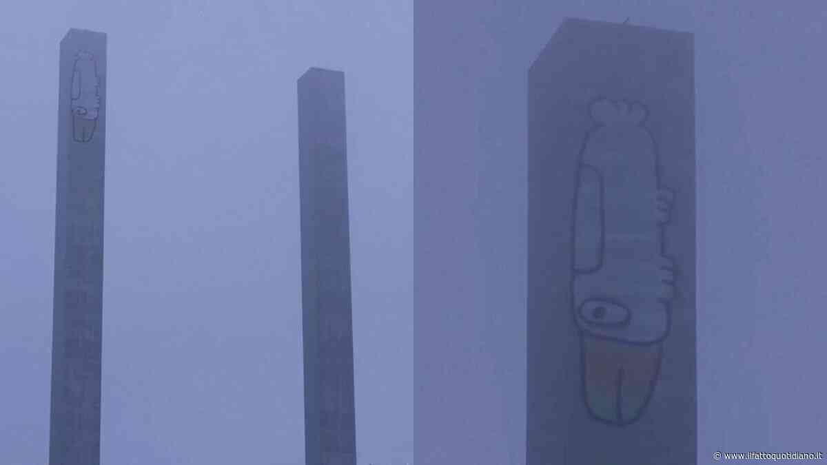Dipinge un uccello su una torre alta 140 metri e per scendere fa un’assurda richiesta