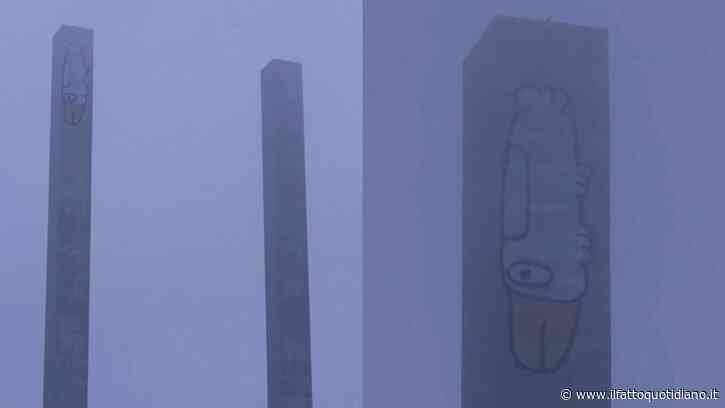 Dipinge un uccello su una torre alta 140 metri e per scendere fa un’assurda richiesta