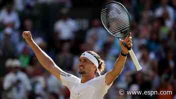 Zverev wins resumed match, in 1st Wimbledon QF