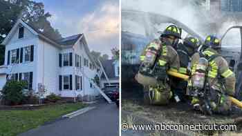Firefighters respond to house fire and car fire at the same time in North Haven