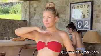 Kate Hudson, 47, shows off her incredible bikini body in tiny red two-piece as she continues European vacation with family