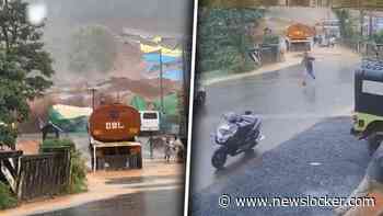 Apocalyptische beelden: aardverschuiving in Indiaas district gefilmd