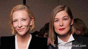 Cate Blanchett and Rosamund Pike have barely aged a day as they sit front row together at Giorgio Armani Paris show - almost 20 years after their first side by side fashion appearance