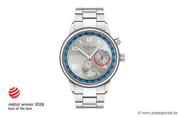 Flachste mechanische Weltzeituhr gewinnt Red Dot: Best of the Best 2026 / NOMOS Glashütte erzielt 94 von 100 Punkten.
