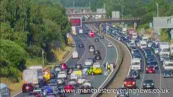 Rush hour chaos as traffic stopped and lanes closed after multi-car crash on M62