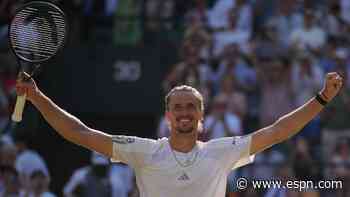 Fritz out as Zverev rolls on to 1st Wimbledon semi...