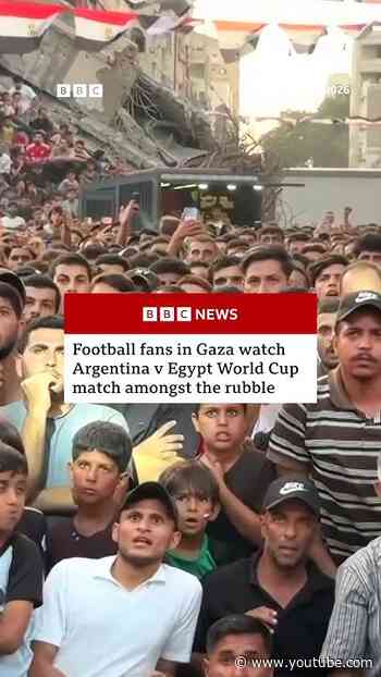 Football fans in Gaza watch World Cup amongst the rubble. #WorldCup #BBCNews