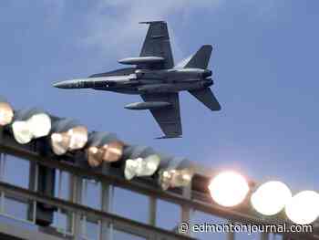 CF-18 Hornet flypast headlines Edmonton Elks' Salute to Service game
