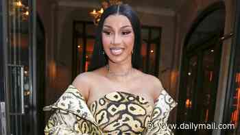 Cardi B catches the eye in a snakeskin dress during Paris Fashion Week just weeks after Maya Jama stunned in the EXACT same gown