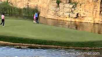 Terrifying moment golfer launches his cart off a cliff at course designed by Tiger Woods