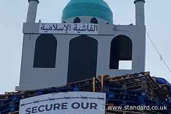Replica of mosque placed on top of loyalist bonfire