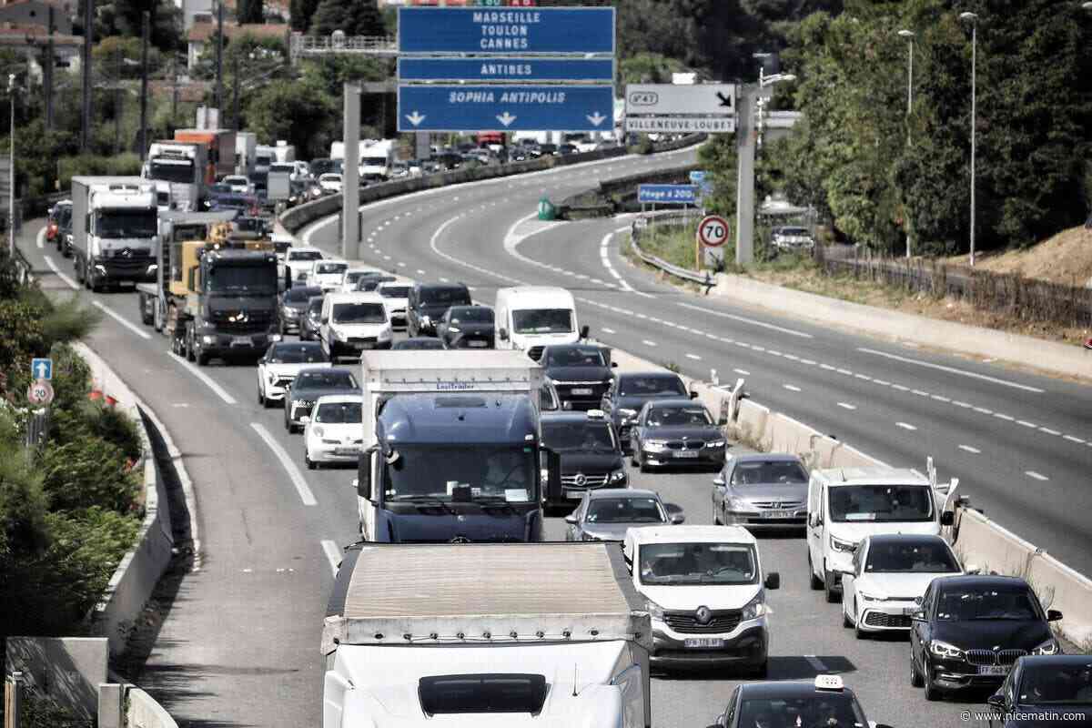 Gros ralentissements sur l’A8 en direction de l’Italie : plus de 14 km de bouchons ce jeudi matin