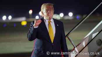 US president Donald Trump visits RAF base on Cambridgeshire border