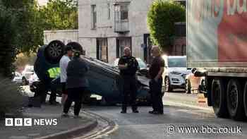 Car found overturned after driver flees