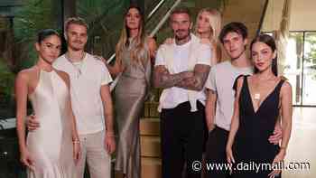 Victoria Beckham is supported by David and their kids as she launches her first US pop-up store in Miami after extending yet another olive branch to estranged son Brooklyn