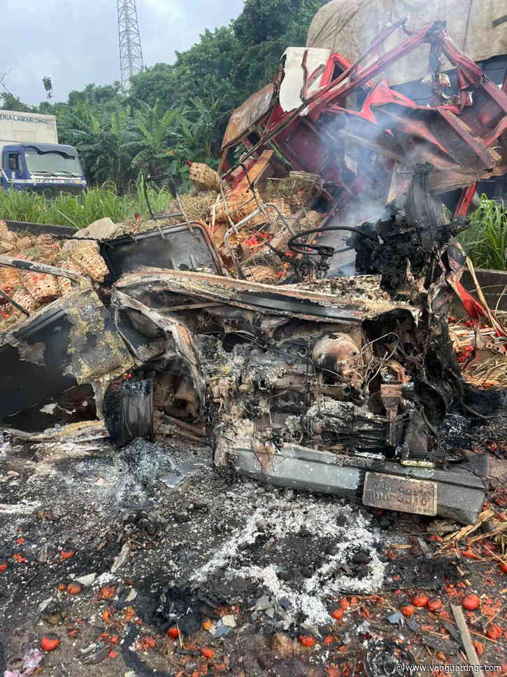 Two killed as truck, bus collide, burst into flames in Ogun