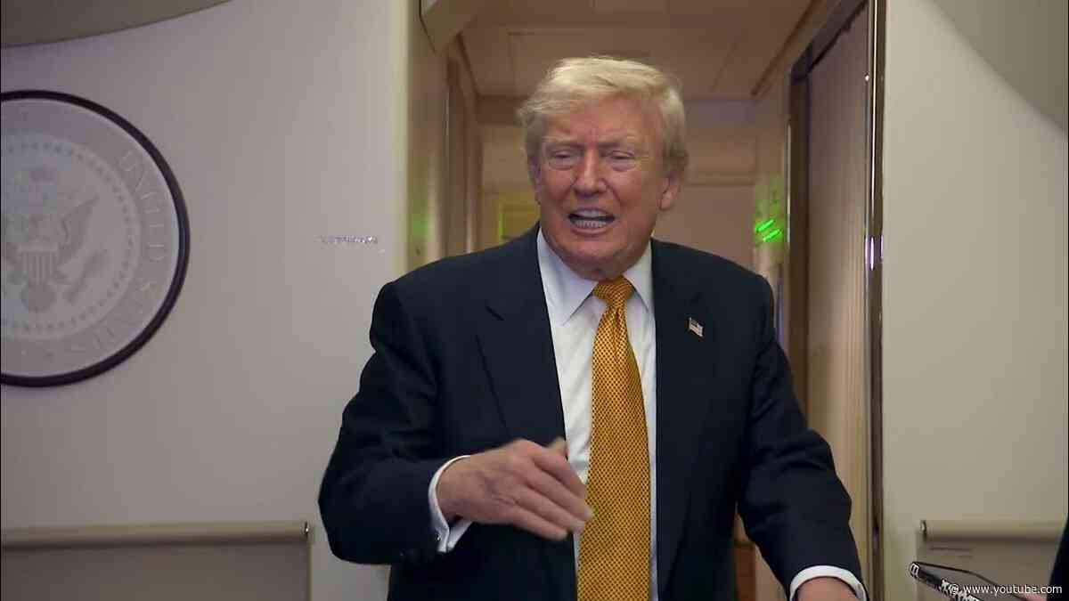 President Trump Gaggles with Press on Air Force One at Mildenhall Air Force Base, UK, Jul. 8, 2026
