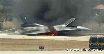 NATO fighter jet bursts into flames in emergency landing at Zante airport