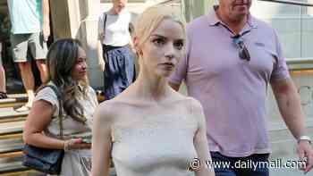 Anya Taylor-Joy looks sensational as she goes braless under a nude dress as she steps out in London's heatwave