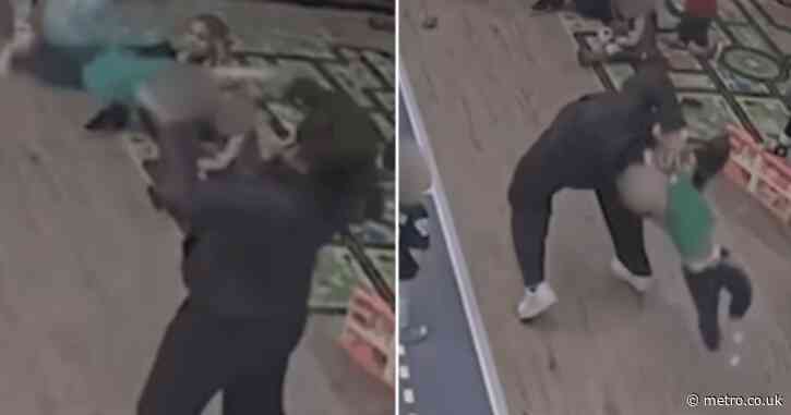 Moment daycare worker tosses toddler into the air and ‘drops him over her head’