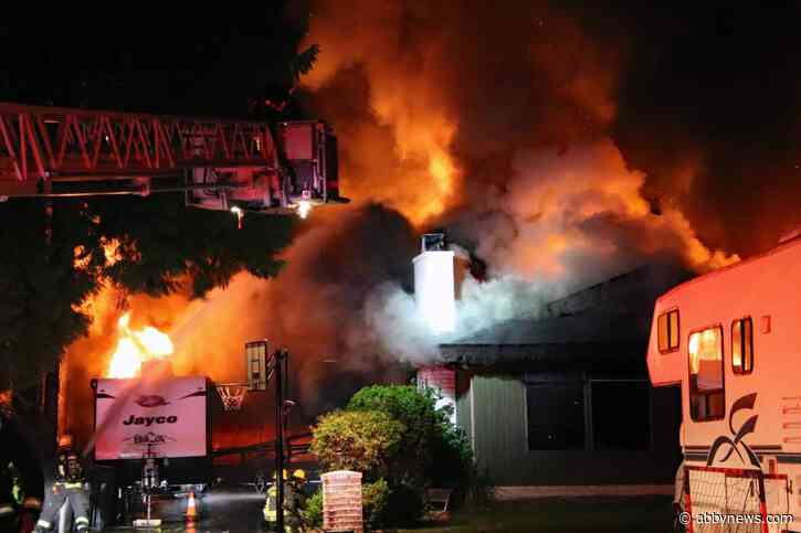 Surrey firefighters battle large house fire Wednesday night