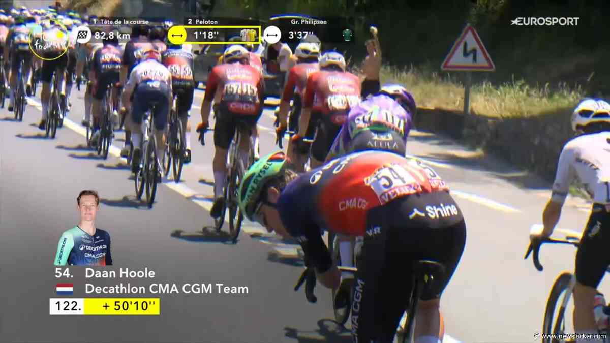 Hitte en hoge snelheid eisen hun tol in Tour de France: Daan Hoole geeft al fietsend over in rit naar de Tourmalet