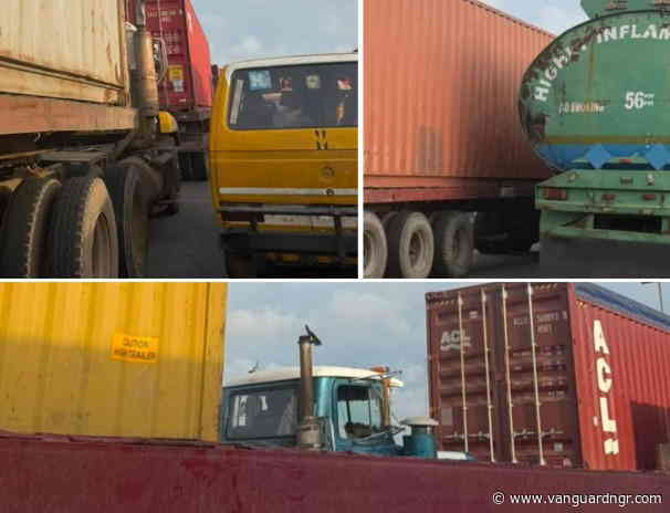 Photos: Trucks take over Mile 2-Wharf-Apapa Corridor; Customs, NPA, Police look on