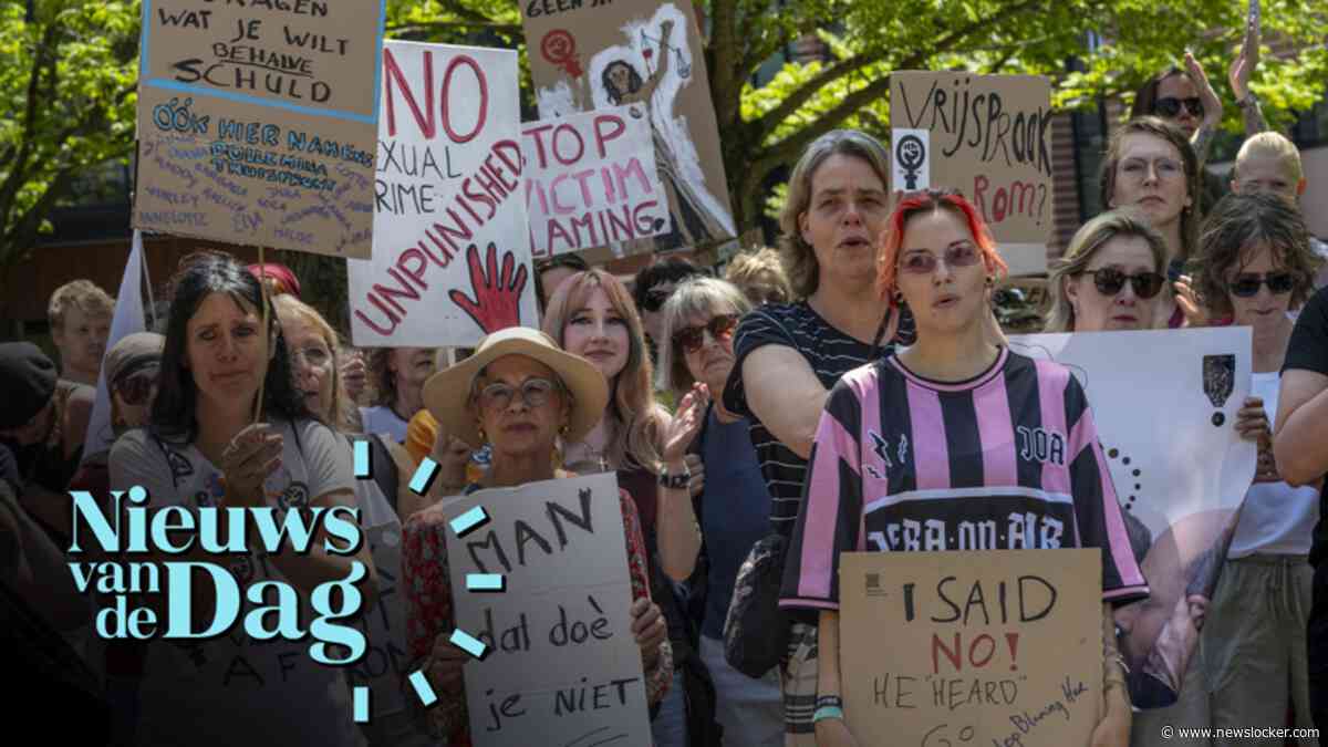 Demonstratie voor rechtbank tegen vrijspraak verdachten van verkrachting
