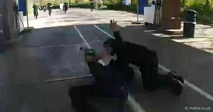 Hero officer tackles man with lighter and stops petrol station explosion