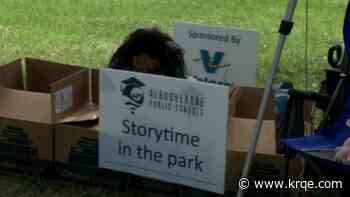 Students gather for 'Story Time in the Park' at Montgomery Park in Albuquerque