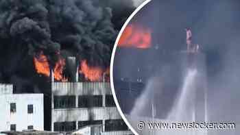 Grote brand in Chinese fabriek: werknemers vluchten in paniek het dak op