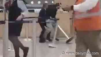 Drunk passengers filmed trashing airport after being thrown off plane for rowdy behavior