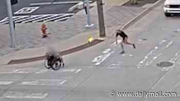 Dystopian moment wheelchair user is struck by Molotov cocktail while crossing road in Oklahoma City