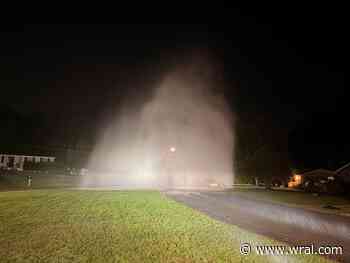 Forceful water main break in Durham creates tall fountain spewing from the ground