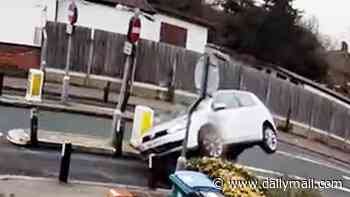 Moment drivers repeatedly smash into bollards too slim for cars - as fed-up homeowner calls for slimmed-down road to be widened